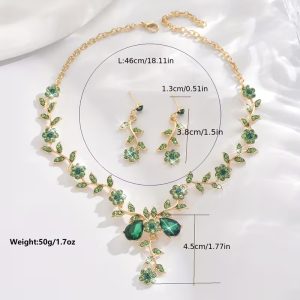 YEŞİL TAŞLI TASARIM KOLYE KÜPE SET - Görsel 4